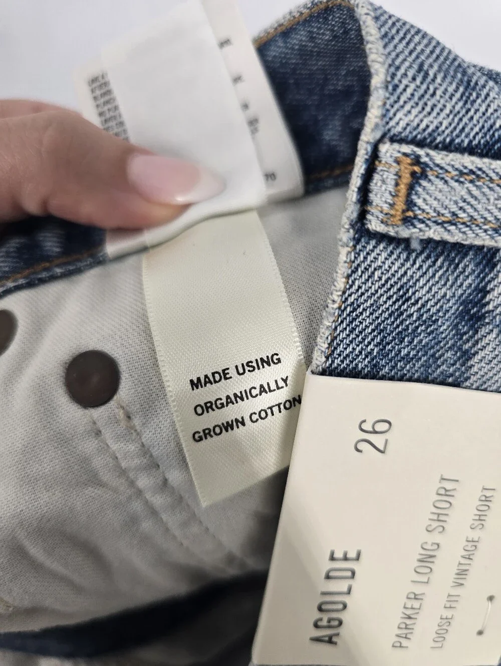 AGOLDE Parker Long Short Wheel Blue Size 26 Loose Fit Vintage Cotton Denim NEW